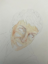 Second step, the face are drawn with some shading.